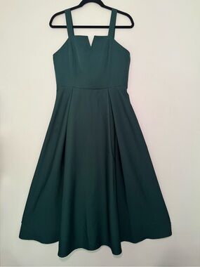 Emerald Green Fit-and-Flare Midi Dress